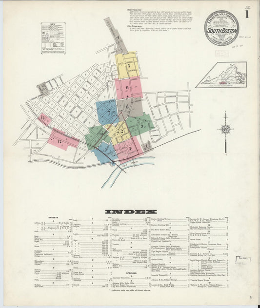 Sanborn Fire Insurance Map from South Boston, Halifax County, Virginia. (1913) – Historic Sanborn Fire Insurance Map Print