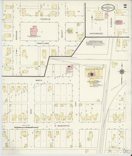 Sanborn Fire Insurance Map from Roachdale, Putnam County, Indiana (1910), Sheet #0002 - Historic Sanborn Fire Insurance Map Print, vintage old map wall art, antique decor, genealogy gift, Indiana Indiana map