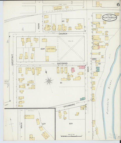 Sanborn Fire Insurance Map from Ashtabula, Ashtabula County, Ohio (1893), Sheet #0006 - Complete Map Set gallery image, historic Sanborn map, vintage wall art, Ohio Ohio