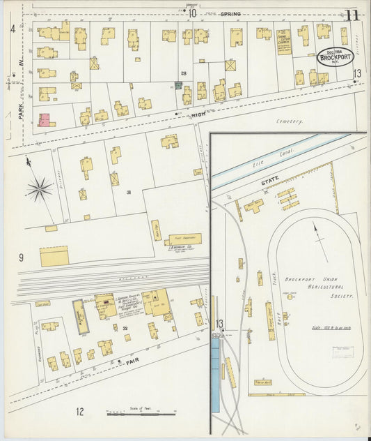 Sanborn Fire Insurance Map from Brockport, Monroe County, New York (1904), Sheet #0011 - Historic Sanborn Fire Insurance Map Print, vintage old map wall art, antique decor, genealogy gift, New York New York map