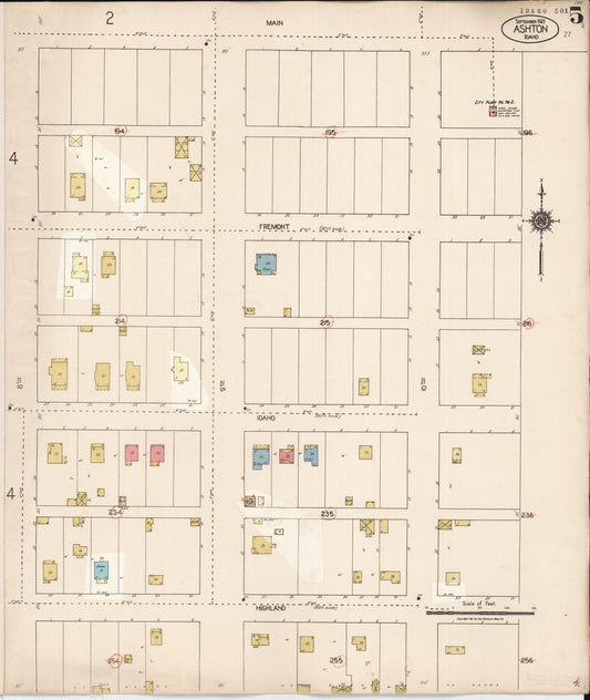 Sanborn Fire Insurance Map from Ashton, Fremont County, Idaho (1929), Sheet #0005 - Historic Sanborn Fire Insurance Map Print, vintage old map wall art, antique decor, genealogy gift, Idaho Idaho map