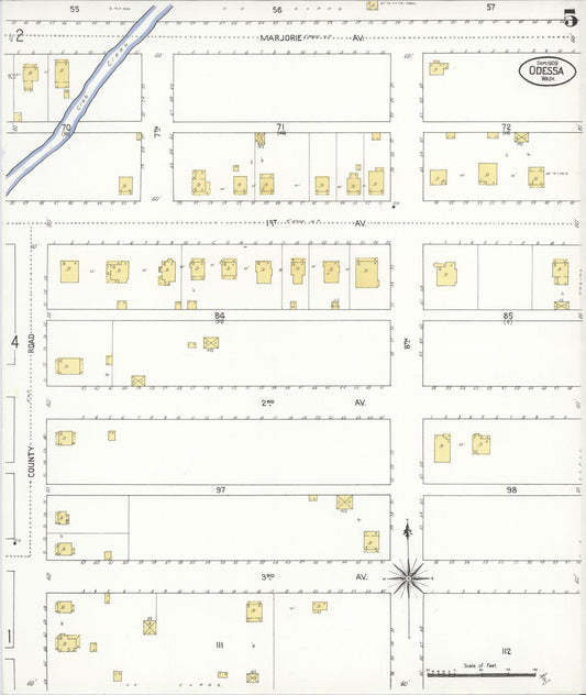 Sanborn Fire Insurance Map from Odessa, Lincoln County, Washington (1909), Sheet #0005 - Historic Sanborn Fire Insurance Map Print, vintage old map wall art, antique decor, genealogy gift, Washington Washington map