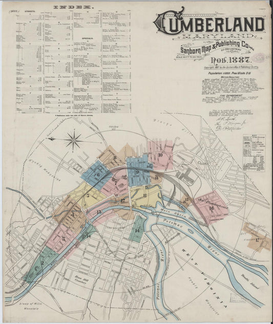 Sanborn Fire Insurance Map from Cumberland, Allegany County, Maryland. (1887) – Historic Sanborn Fire Insurance Map Print