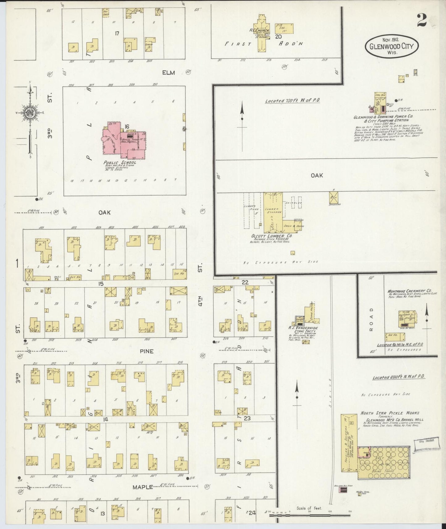 Sanborn Fire Insurance Map from Glenwood City, St. Croix County, Wisconsin (1912), Sheet #0002 - Complete Map Set gallery image, historic Sanborn map, vintage wall art, Wisconsin Wisconsin