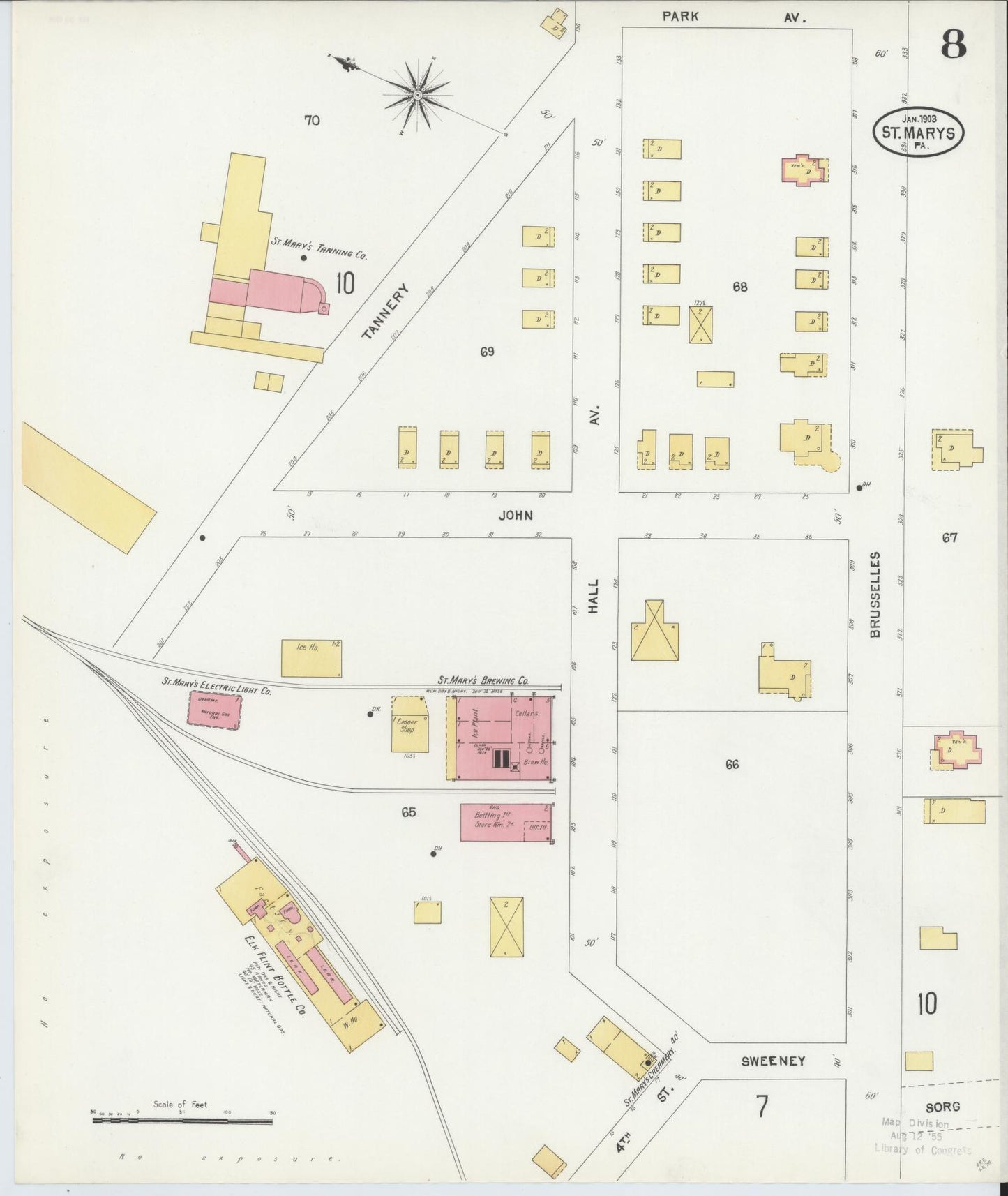 Sanborn Fire Insurance Map from Saint Marys, Elk County, Pennsylvania (1904), Sheet #0008 - Complete Map Set gallery image, historic Sanborn map, vintage wall art, Pennsylvania Pennsylvania