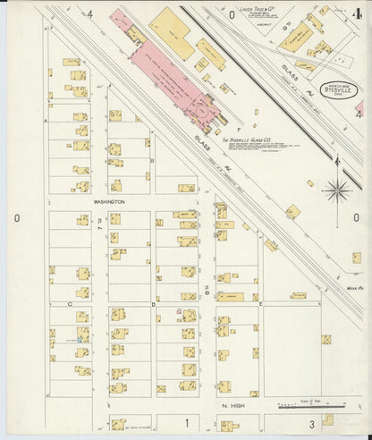 Sanborn Fire Insurance Map from Byesville, Guernsey County, Ohio (1905), Sheet #0004 - Historic Sanborn Fire Insurance Map Print, vintage old map wall art, antique decor, genealogy gift, Ohio Ohio map
