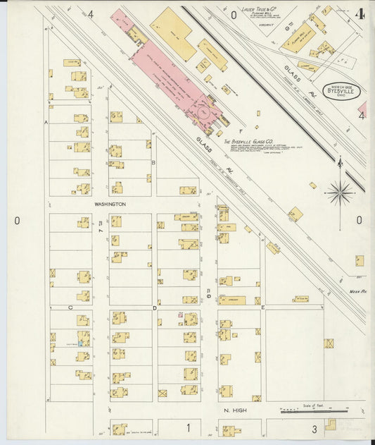 Sanborn Fire Insurance Map from Byesville, Guernsey County, Ohio (1905), Sheet #0004 - Historic Sanborn Fire Insurance Map Print, vintage old map wall art, antique decor, genealogy gift, Ohio Ohio map