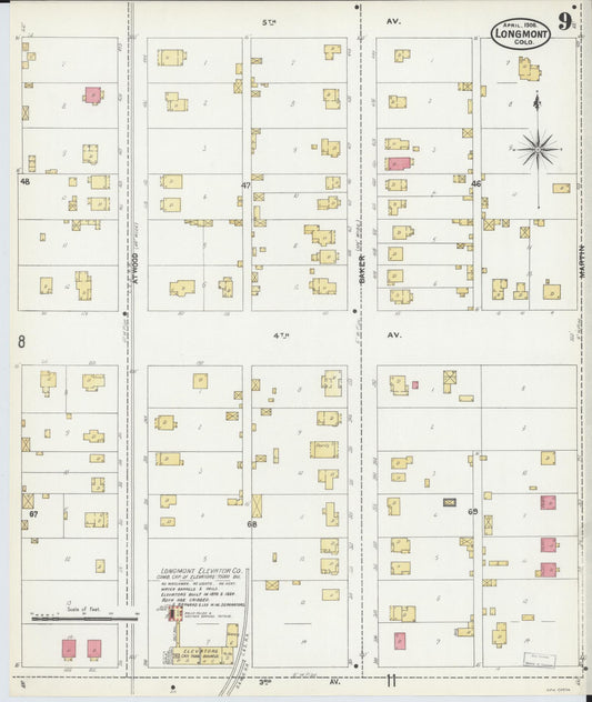 Sanborn Fire Insurance Map from Longmont, Boulder County, Colorado (1906), Sheet #0009 - Historic Sanborn Fire Insurance Map Print, vintage old map wall art, antique decor, genealogy gift, Colorado Colorado map
