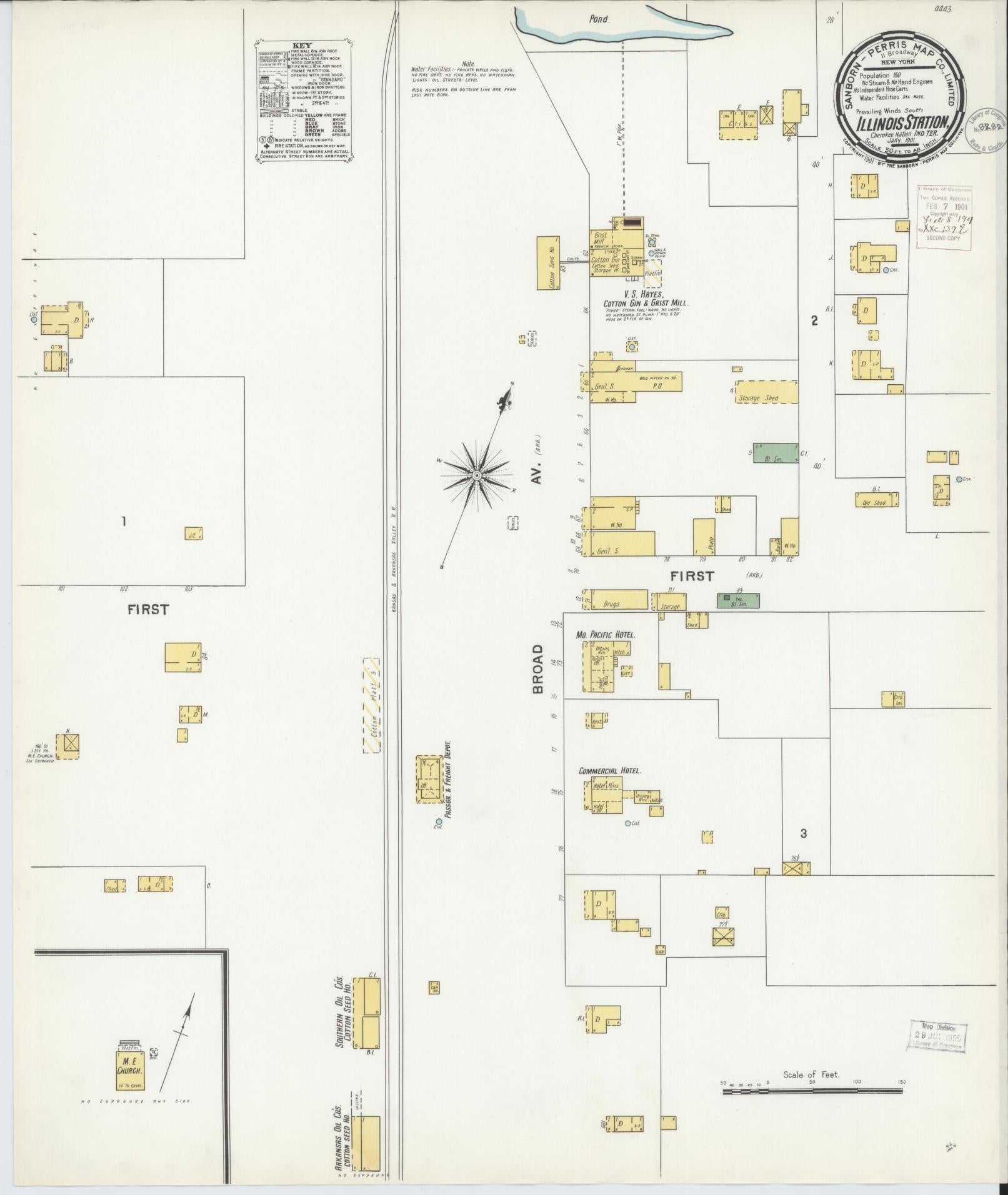 Sanborn Fire Insurance Map from Illinois Station, Sequoyah County, Oklahoma (1901), Sheet #0001 - Historic Sanborn Fire Insurance Map Print, vintage old map wall art, antique decor, genealogy gift, Oklahoma Oklahoma map