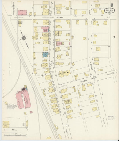 Sanborn Fire Insurance Map from Avoca, Luzerne County, Pennsylvania (1913), Sheet #0006 - Historic Sanborn Fire Insurance Map Print, vintage old map wall art, antique decor, genealogy gift, Pennsylvania Pennsylvania map
