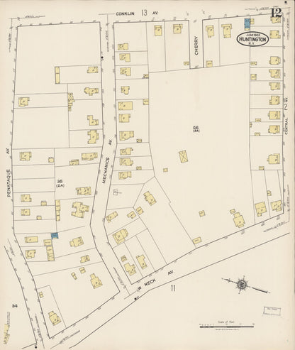 Sanborn Fire Insurance Map from Huntington, Suffolk County, New York (1922), Sheet #0012 - Complete Map Set gallery image, historic Sanborn map, vintage wall art, New York New York