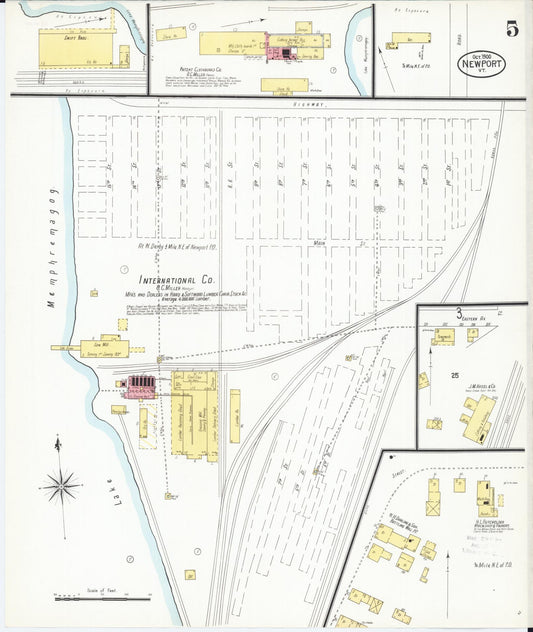 Sanborn Fire Insurance Map from Newport, Orleans County, Vermont (1900), Sheet #0005 - Historic Sanborn Fire Insurance Map Print, vintage old map wall art, antique decor, genealogy gift, Vermont Vermont map