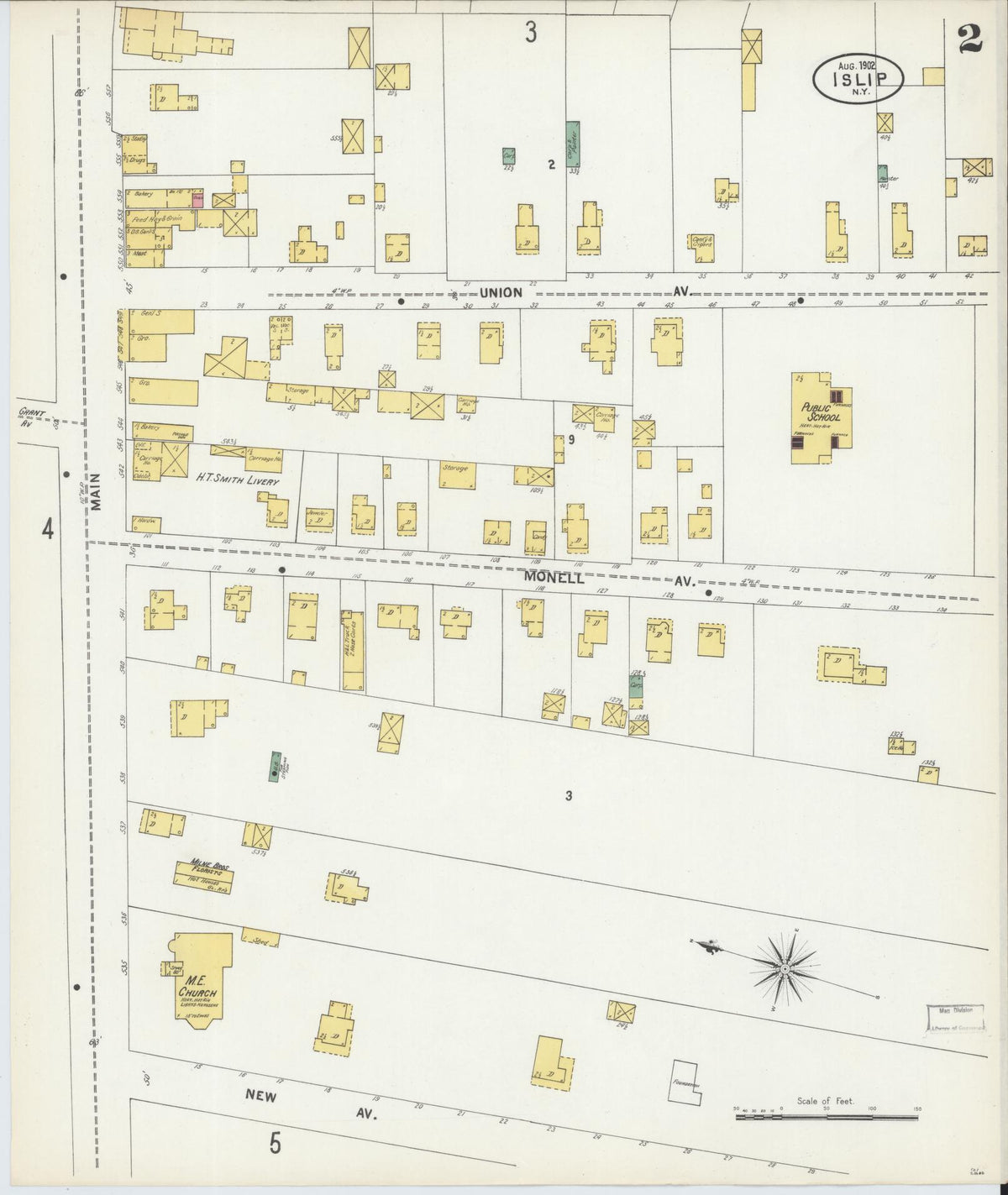Sanborn Fire Insurance Map from Islip, Suffolk County, New York (1902), Sheet #0002 - Historic Sanborn Fire Insurance Map Print, vintage old map wall art, antique decor, genealogy gift, New York New York map