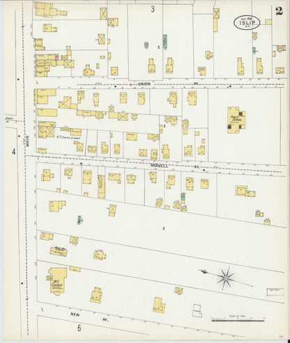 Sanborn Fire Insurance Map from Islip, Suffolk County, New York (1902), Sheet #0002 - Historic Sanborn Fire Insurance Map Print, vintage old map wall art, antique decor, genealogy gift, New York New York map