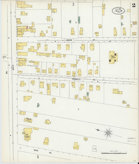 Sanborn Fire Insurance Map from Islip, Suffolk County, New York (1902), Sheet #0002 - Historic Sanborn Fire Insurance Map Print, vintage old map wall art, antique decor, genealogy gift, New York New York map
