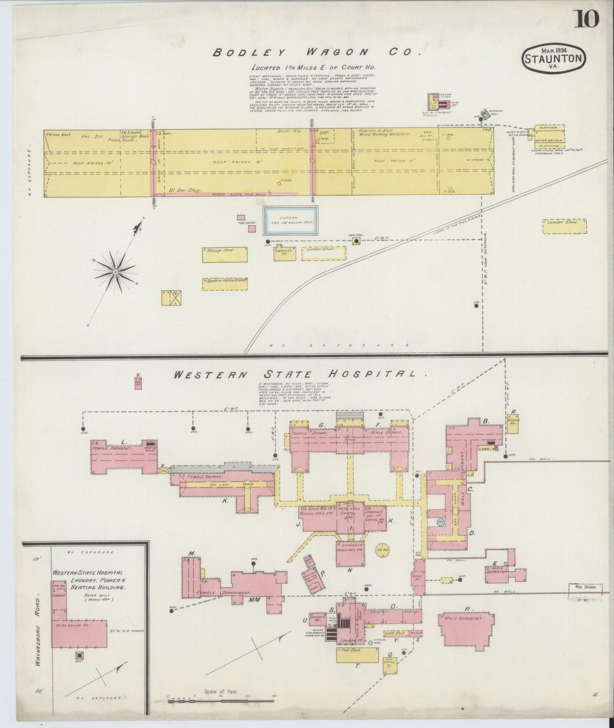 Sanborn Fire Insurance Map from Staunton, Independent Cities, Virginia (1894), Sheet #0010 - Complete Map Set gallery image, historic Sanborn map, vintage wall art, Virginia Virginia