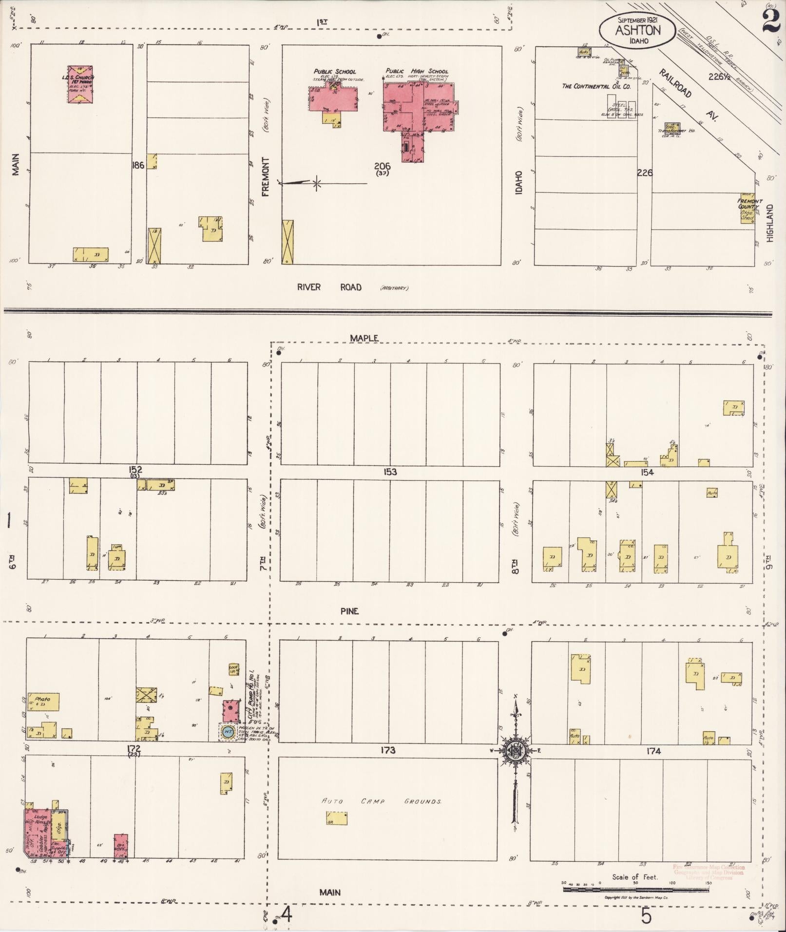 Sanborn Fire Insurance Map from Ashton, Fremont County, Idaho (1921), Sheet #0002 - Historic Sanborn Fire Insurance Map Print, vintage old map wall art, antique decor, genealogy gift, Idaho Idaho map