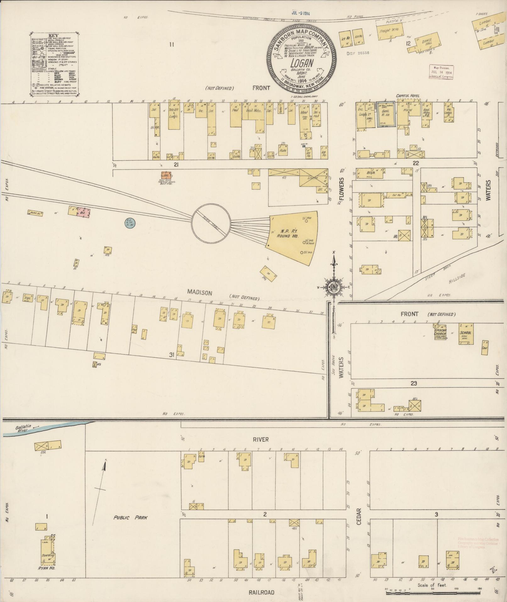 Sanborn Fire Insurance Map from Logan, Gallatin County, Montana (1914), Sheet #0001 - Historic Sanborn Fire Insurance Map Print, vintage old map wall art, antique decor, genealogy gift, Montana Montana map