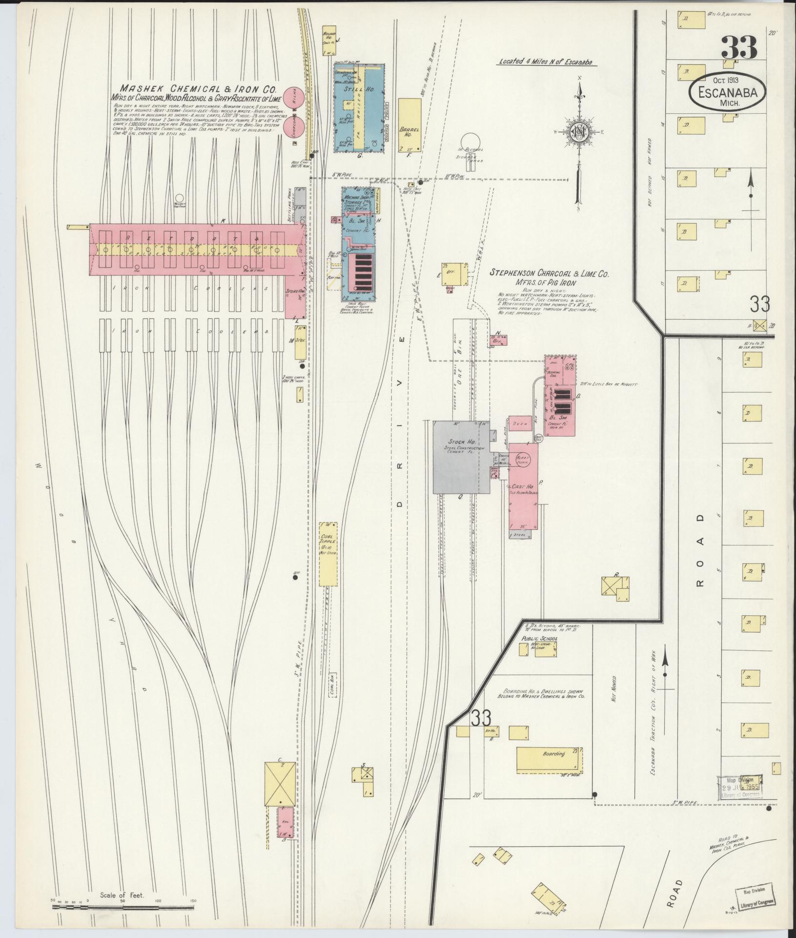 Sanborn Fire Insurance Map from Escanaba, Delta County, Michigan (1913), Sheet #0033 - Complete Map Set gallery image, historic Sanborn map, vintage wall art, Michigan Michigan