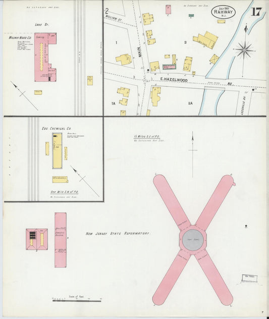 Sanborn Fire Insurance Map from Rahway, Union County, New Jersey (1901), Sheet #0017 - Historic Sanborn Fire Insurance Map Print, vintage old map wall art, antique decor, genealogy gift, New Jersey New Jersey map