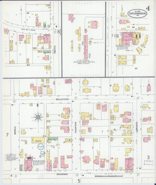 Sanborn Fire Insurance Map from Cape Girardeau, Cape Girardeau County, Missouri (1900), Sheet #0004 - Historic Sanborn Fire Insurance Map Print, vintage old map wall art, antique decor, genealogy gift, Missouri Missouri map
