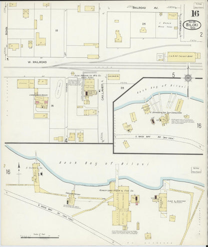 Sanborn Fire Insurance Map from Biloxi, Harrison County, Mississippi (1914), Sheet #0016 - Complete Map Set gallery image, historic Sanborn map, vintage wall art, Mississippi Mississippi