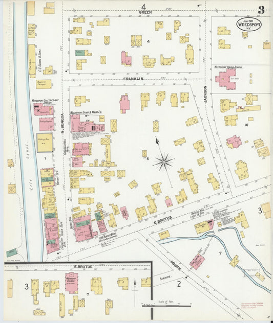 Sanborn Fire Insurance Map from Weedsport, Cayuga County, New York (1901), Sheet #0003 - Historic Sanborn Fire Insurance Map Print, vintage old map wall art, antique decor, genealogy gift, New York New York map
