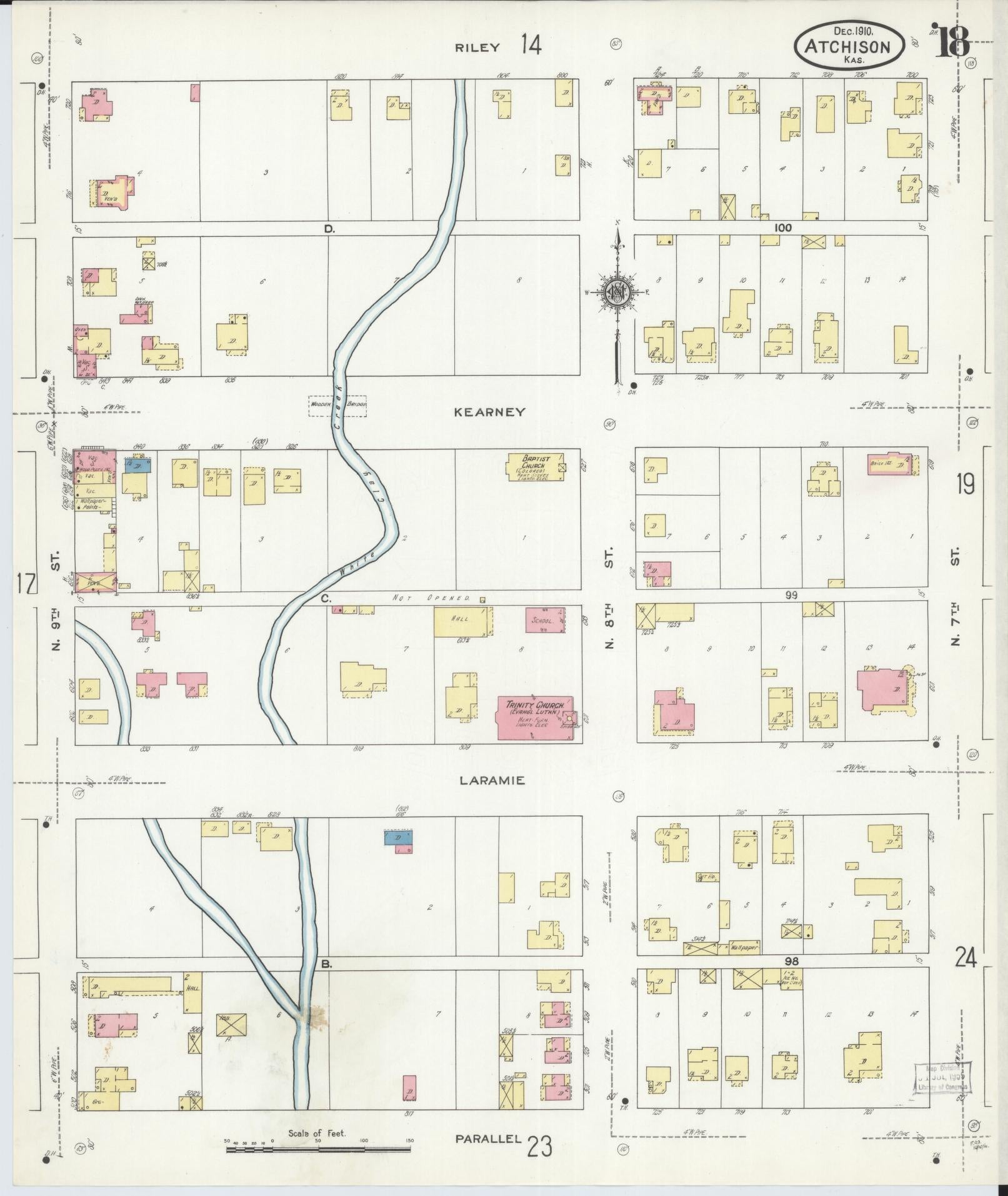 Sanborn Fire Insurance Map from Atchison, Atchison County, Kansas (1910), Sheet #0018 - Complete Map Set gallery image, historic Sanborn map, vintage wall art, Kansas Kansas