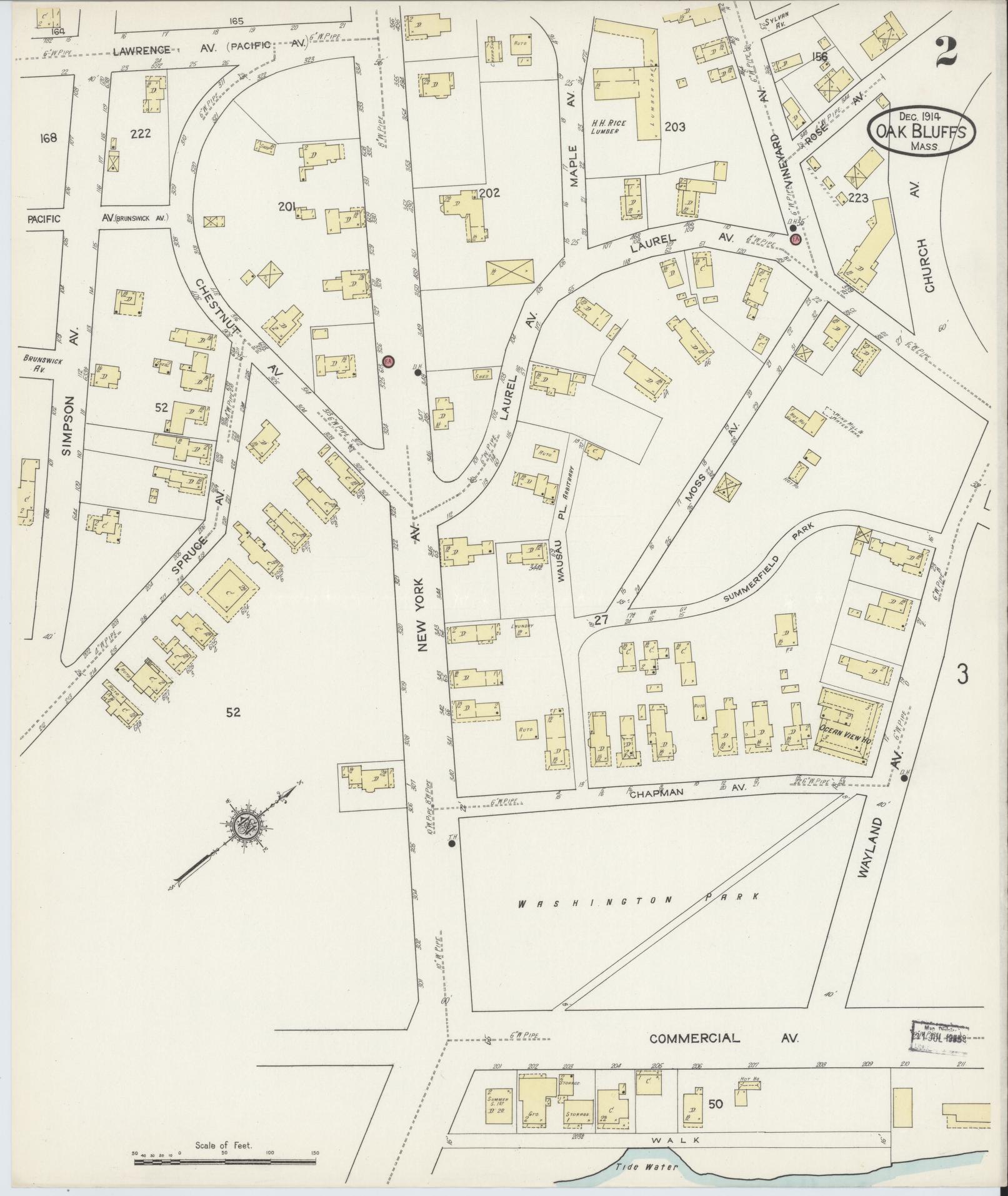 Sanborn Fire Insurance Map from Oak Bluffs, Dukes County, Massachusetts (1914), Sheet #0002 - Complete Map Set gallery image, historic Sanborn map, vintage wall art, Massachusetts Massachusetts