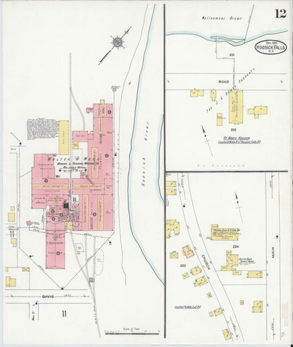 Sanborn Fire Insurance Map from Hoosick Falls, Rensselaer County, New York (1910), Sheet #0012 - Complete Map Set gallery image, historic Sanborn map, vintage wall art, New York New York