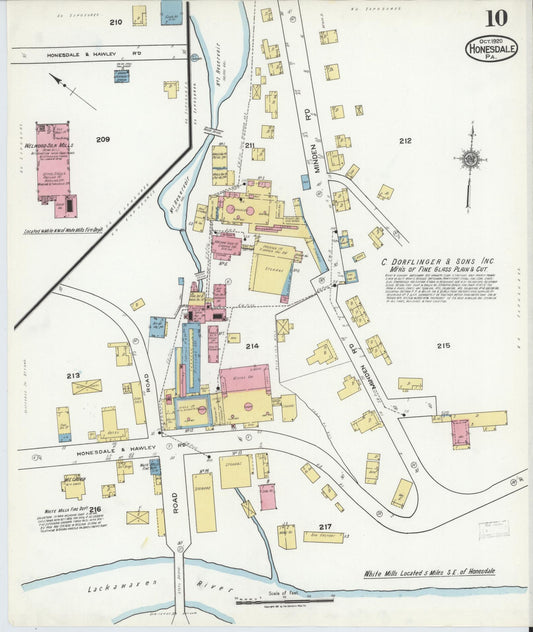 Sanborn Fire Insurance Map from Honesdale, Wayne County, Pennsylvania (1920), Sheet #0010 - Historic Sanborn Fire Insurance Map Print, vintage old map wall art, antique decor, genealogy gift, Pennsylvania Pennsylvania map