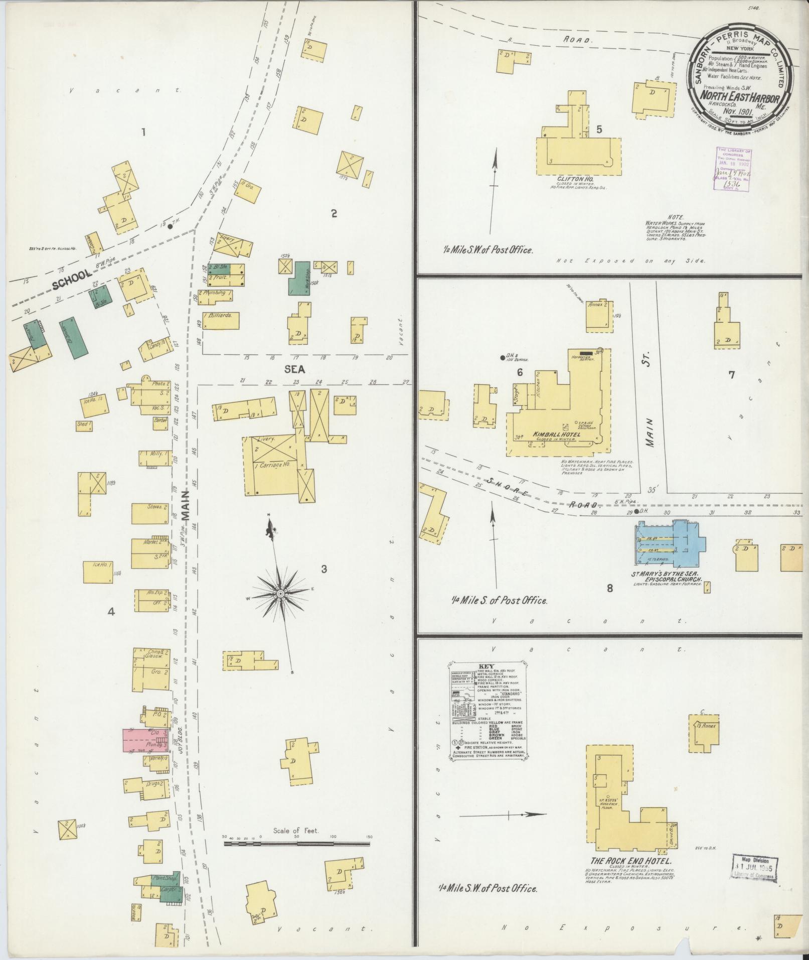 Sanborn Fire Insurance Map from North East Harbor, Hancock County, Maine. (1901) – Historic Sanborn Fire Insurance Map Print