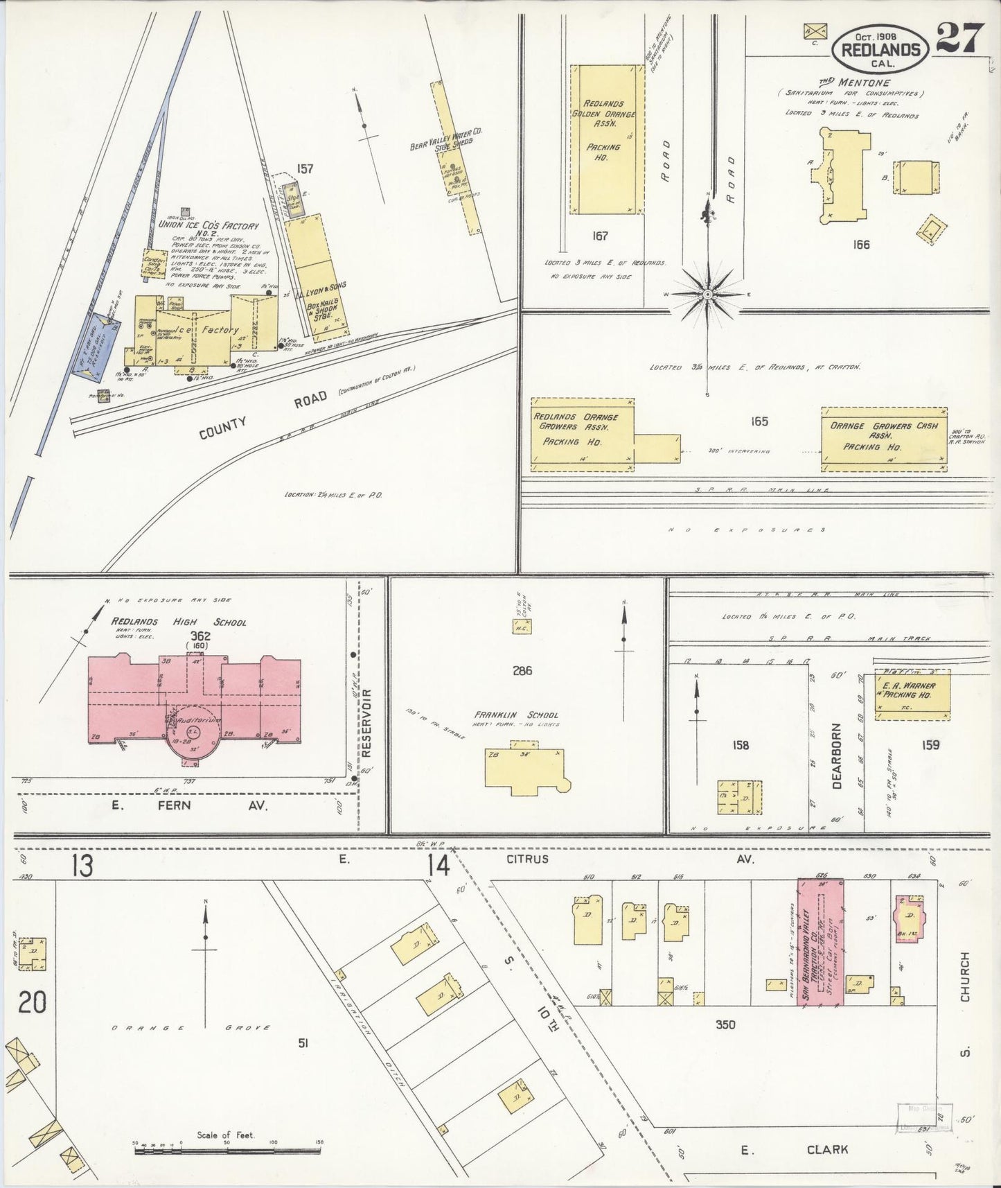 Sanborn Fire Insurance Map from Redlands, San Bernardino County, California (1908), Sheet #0027 - Complete Map Set gallery image, historic Sanborn map, vintage wall art, California California