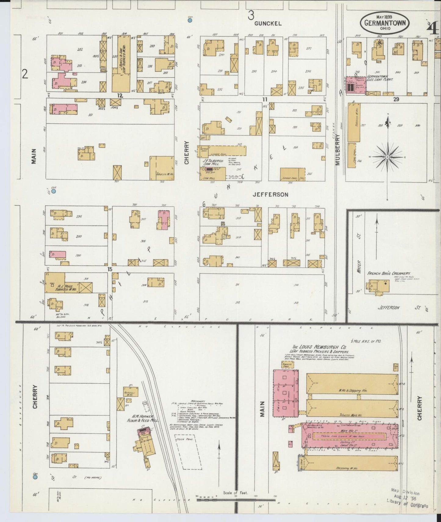Sanborn Fire Insurance Map from Germantown, Montgomery County, Ohio (1899), Sheet #0004 - Complete Map Set gallery image, historic Sanborn map, vintage wall art, Ohio Ohio