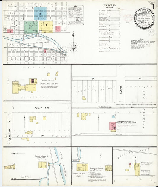Sanborn Fire Insurance Map from Kingman, Kingman County, Kansas (1899), Sheet #0001 - Historic Sanborn Fire Insurance Map Print, vintage old map wall art, antique decor, genealogy gift, Kansas Kansas map