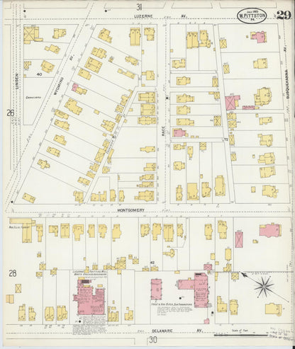 Sanborn Fire Insurance Map from Pittston, Luzerne County, Pennsylvania (1903), Sheet #0029 - Complete Map Set gallery image, historic Sanborn map, vintage wall art, Pennsylvania Pennsylvania