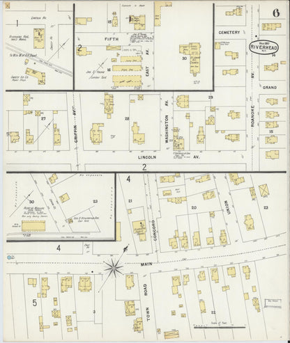 Sanborn Fire Insurance Map from Riverhead, Suffolk County, New York (1897), Sheet #0006 - Complete Map Set gallery image, historic Sanborn map, vintage wall art, New York New York