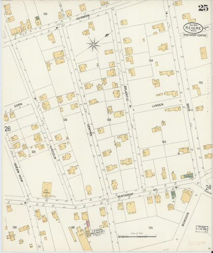 Sanborn Fire Insurance Map from Revere, Suffolk County, Massachusetts (1900), Sheet #0025 - Historic Sanborn Fire Insurance Map Print, vintage old map wall art, antique decor, genealogy gift, Massachusetts Massachusetts map