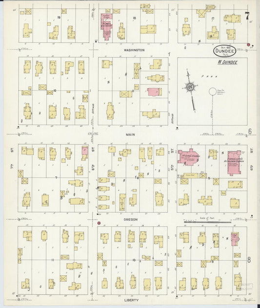 Sanborn Fire Insurance Map from Dundee, Kane County, Illinois (1912), Sheet #0007 - Historic Sanborn Fire Insurance Map Print, vintage old map wall art, antique decor, genealogy gift, Illinois Illinois map
