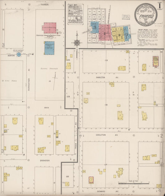 Sanborn Fire Insurance Map from Fairfield, Spokane County, Washington (1922), Sheet #0001 - Complete Map Set gallery image, historic Sanborn map, vintage wall art, Washington Washington