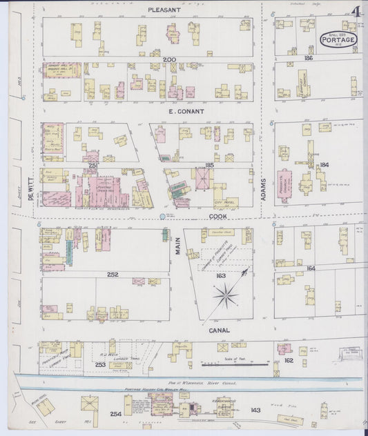 Sanborn Fire Insurance Map from Portage, Columbia County, Wisconsin (1889), Sheet #0004 - Historic Sanborn Fire Insurance Map Print, vintage old map wall art, antique decor, genealogy gift, Wisconsin Wisconsin map
