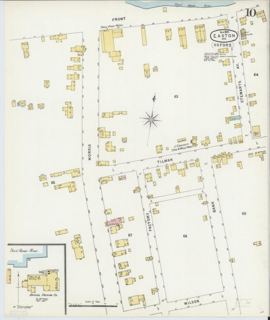 Sanborn Fire Insurance Map from Easton, Talbot County, Maryland (1896), Sheet #0010 - Historic Sanborn Fire Insurance Map Print, vintage old map wall art, antique decor, genealogy gift, Maryland Maryland map
