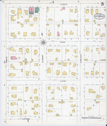 Sanborn Fire Insurance Map from Sycamore, De Kalb County, Illinois (1905), Sheet #0005 - Historic Sanborn Fire Insurance Map Print, vintage old map wall art, antique decor, genealogy gift, Illinois Illinois map