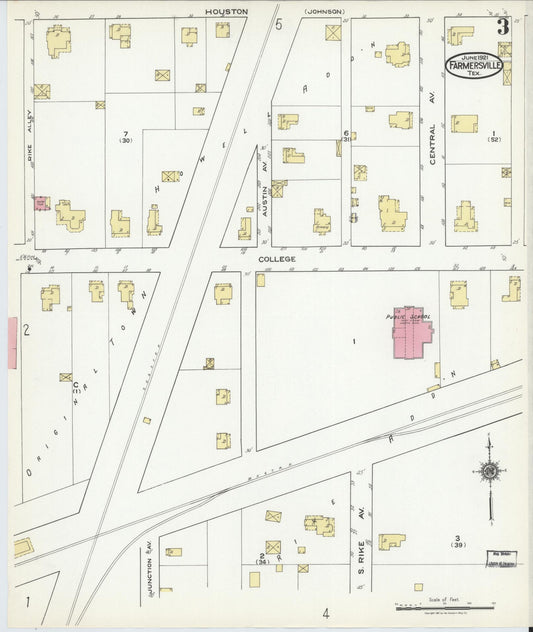 Sanborn Fire Insurance Map from Farmersville, Collin County, Texas (1921), Sheet #0003 - Historic Sanborn Fire Insurance Map Print, vintage old map wall art, antique decor, genealogy gift, Texas Texas map