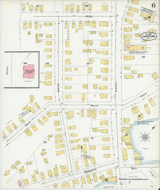 Sanborn Fire Insurance Map from Johnstown, Fulton County, New York (1902), Sheet #0006 - Historic Sanborn Fire Insurance Map Print, vintage old map wall art, antique decor, genealogy gift, New York New York map