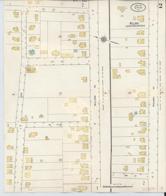 Sanborn Fire Insurance Map from Ovid, Seneca County, New York (1934), Sheet #0002 - Historic Sanborn Fire Insurance Map Print, vintage old map wall art, antique decor, genealogy gift, New York New York map