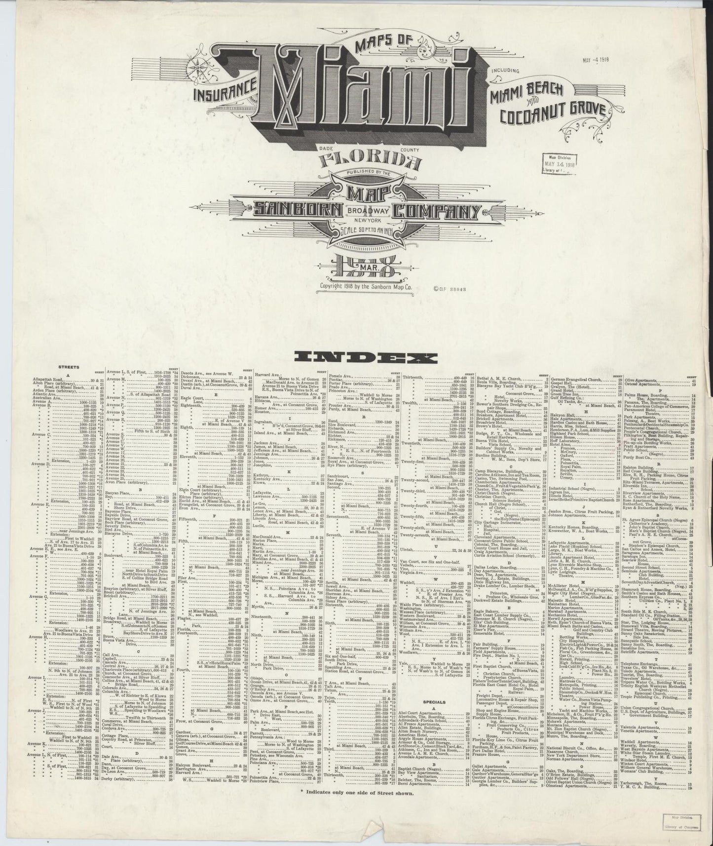 Sanborn Fire Insurance Map from Miami, Dade County, Florida (1918), Sheet #0001 - Historic Sanborn Fire Insurance Map Print, vintage old map wall art, antique decor, genealogy gift, Florida Florida map