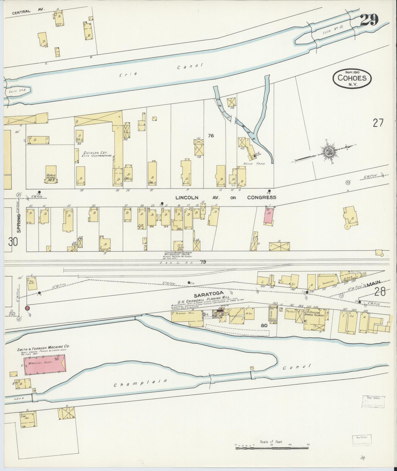 Sanborn Fire Insurance Map from Cohoes, Albany County, New York (1910), Sheet #0029 - Complete Map Set gallery image, historic Sanborn map, vintage wall art, New York New York