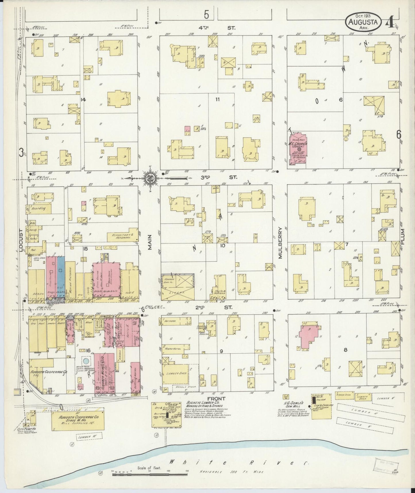 Sanborn Fire Insurance Map from Augusta, Woodruff County, Arkansas (1913), Sheet #0004 - Complete Map Set gallery image, historic Sanborn map, vintage wall art, Arkansas Arkansas