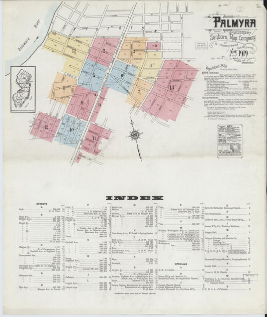 Sanborn Fire Insurance Map from Palmyra, Burlington County, New Jersey. (1919) – Historic Sanborn Fire Insurance Map Print